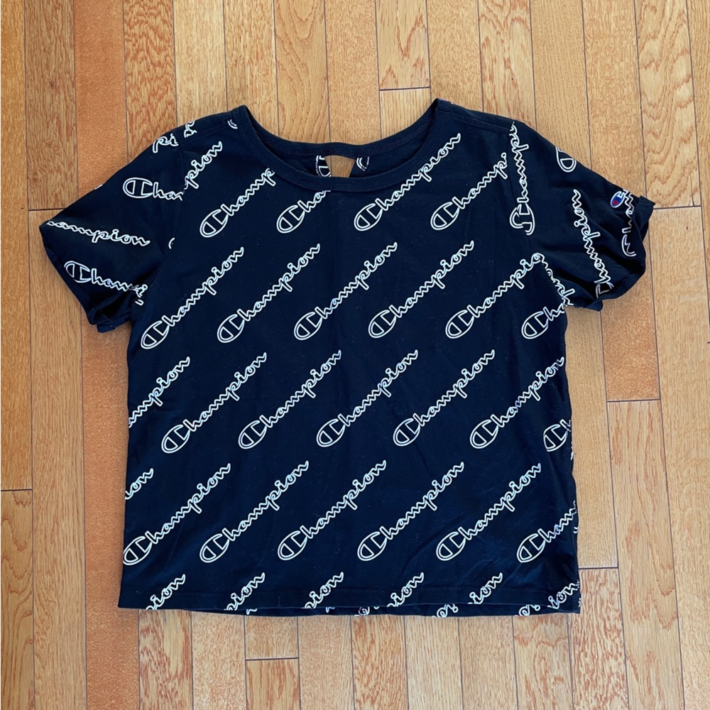 Champion crop top size medium black and white